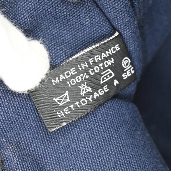 HERMES Logo Fourre Tour PM Hand Tote Bag Canvas Blue Black SHW France 09EF157 - Picture 10 of 14